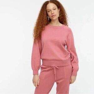 J.Crew Cotton Cashmere Raglan Sweatshirt Sweater in Weathered Rose XS